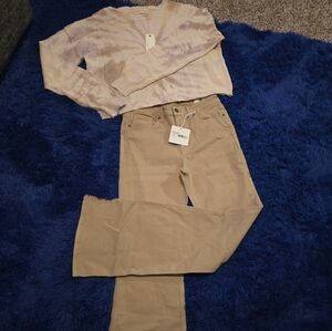 By Together Pastel Tie-Dye Sweater & Jbd Flare Pant Leg Set